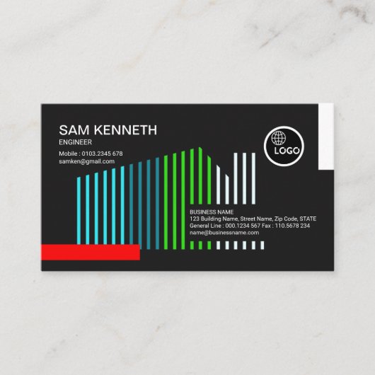 Buntes Zuhause-strukturelle Linien Ingenieur Visitenkarte (Vorderseite)