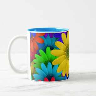 Buntfarbene Gänseblümchen Zweifarbige Tasse