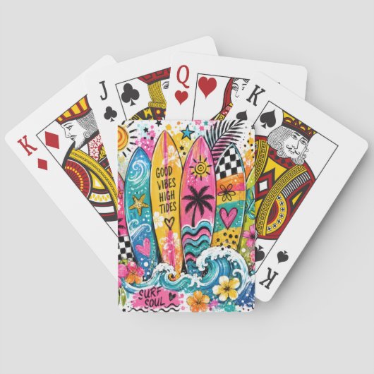 BUNTGEFÄRBTE SOMMER-SURFBRETTER SPIELKARTEN (Rückseite)