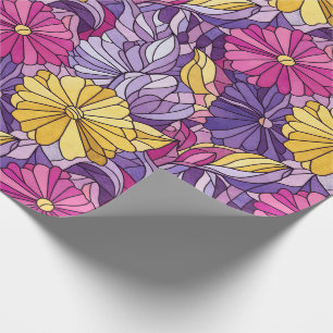 Buntglas abstrakt Lila Gelb Rosa Geschenkpapier