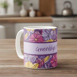 Buntglas abstrakt Lila Gelb Rosa Kaffeetasse
