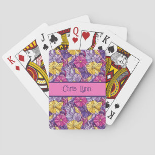 Buntglas abstrakt lila gelb rosa spielkarten