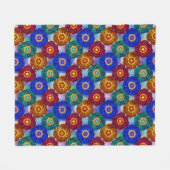 Buntglas abstrakt Rot Grün Blau Orange Fleecedecke (Vorderseite (Horizontal))