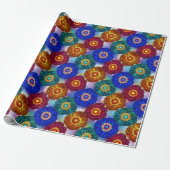 Buntglas-Abstrakt Rot Grün Blau Orange Geschenkpapier (Ungerollt)