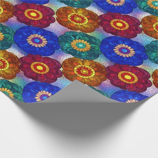 Buntglas-Abstrakt Rot Grün Blau Orange Geschenkpapier (Ecke)