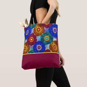 Buntglas abstrakt Rot Grün Blau Orange Tasche