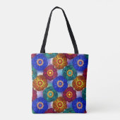Buntglas abstrakt Rot Grün Blau Orange Tasche (Rückseite)