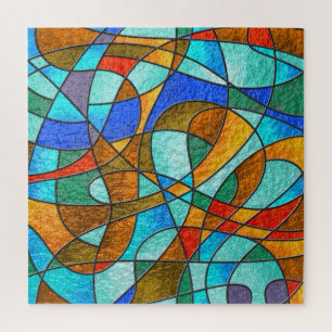 Buntglas: abstrakte farbenfrohe Skizze. Puzzle