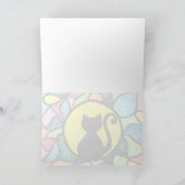 Buntglas-Aquarell-Schwarz-Miezekatze-Gruß-Karte Karte (Innenseite)