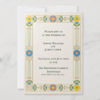 Buntglas Art Deco Hochzeitseinladung