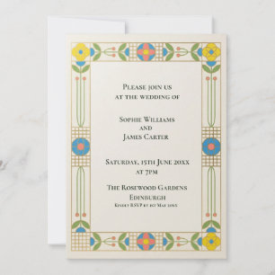 Buntglas Art Deco Hochzeitseinladung Einladung