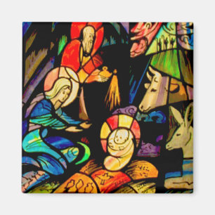 Buntglas-Art-Geburt Christi Magnet