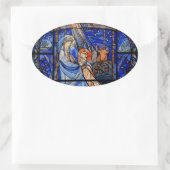 Buntglas-Art-Geburt Christi Ovaler Aufkleber (Tasche)