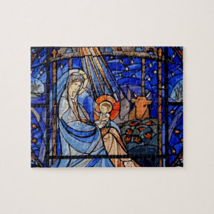Buntglas-Art-Geburt Christi Puzzle