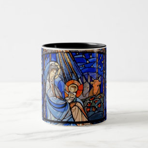 Buntglas-Art-Geburt Christi Zweifarbige Tasse