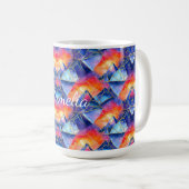 Buntglas-Berg-Aquarell-Geburtstagsgeschenk Kaffeetasse (VorderseiteRechts)