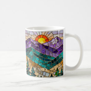 Buntglas-Berg-Sonnenaufgang-Tasse - Nature Art Co Kaffeetasse