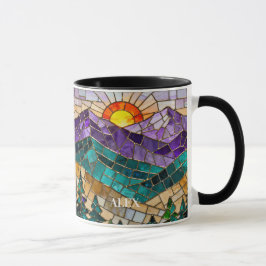 Buntglas-Berg-Sonnenaufgang-Tasse Tasse