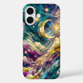 Buntglas blau grüne Mond Case-Mate iPhone Hülle (Rückseite)