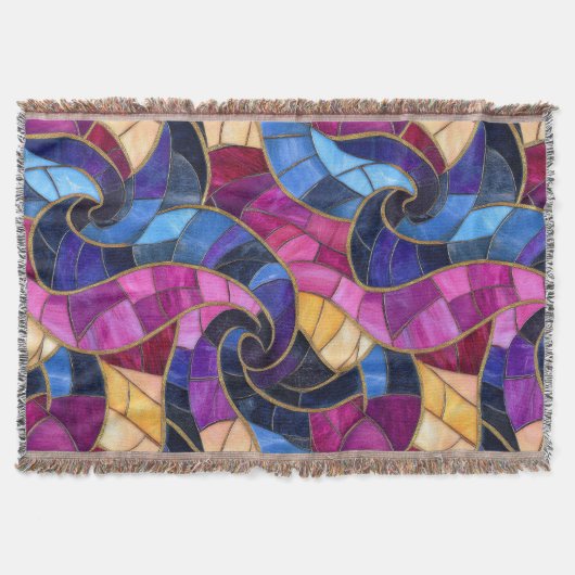 Buntglas Blau Lila Design Decke (Vorderseite)