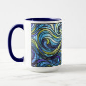 Buntglas blaue Wellen Kaffee Tasse (Links)