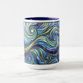 Buntglas blaue Wellen Kaffee Tasse (Zentrum)