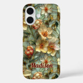 Buntglas-Blumen beige Case-Mate iPhone Hülle (Rückseite)