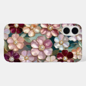 Buntglas-Blumen-iPhone-Hülle Burgunderrot Pink Case-Mate iPhone Hülle (Rückseite (Horizontal))
