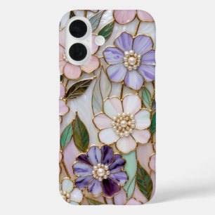 Buntglas-Blumen-iPhone-Hülle Perlenschmuck-Blume iPhone 16 Hülle