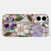 Buntglas-Blumen-iPhone-Hülle Perlenschmuck-Blume Case-Mate iPhone Hülle (Rückseite (Horizontal))