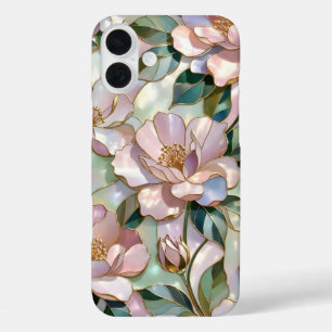 Buntglas-Blumen-iPhone-Hülle Rosa Goldene Blume iPhone 16 Plus Hülle
