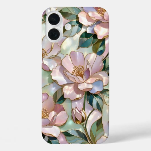 Buntglas-Blumen-iPhone-Hülle Rosa Goldene Blume Case-Mate iPhone Hülle (Rückseite)
