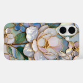 Buntglas-Blumen-iPhone-Hülle Rosa Goldene Blume Case-Mate iPhone Hülle (Rückseite (Horizontal))