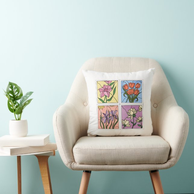 Buntglas-Blumen Kissen (Stuhl )