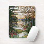 Buntglas-Blumen-Mauspad Mousepad (Mit Mouse)