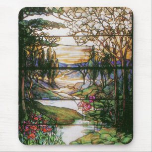 Buntglas-Blumen-Mauspad Mousepad