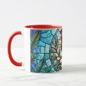 Buntglas-Blumen-Schöner-Papagei-Kaffee  Tasse (Links)