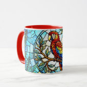 Buntglas-Blumen-Schöner-Papagei-Kaffee  Tasse (Vorderseite Links)