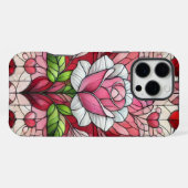 Buntglas-Blumen Valentinstag iPhone Hülle (Rückseite (Horizontal))
