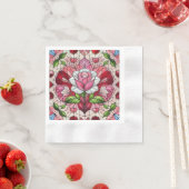 Buntglas-Blumen Valentinstag Serviette (Beispiel)