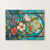 Buntglas-Blumenbogen im Jugendstil-Puzzle Puzzle (Horizontal)