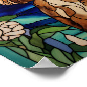 Buntglas-Blumenbogenfenster mit Cocker Spaniel Poster (Ecke)