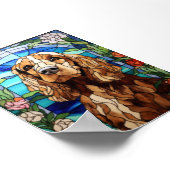 Buntglas-Blumenbogenfenster mit Cocker Spaniel Poster (Ecke)