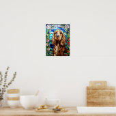 Buntglas-Blumenbogenfenster mit Cocker Spaniel Poster (Küche)