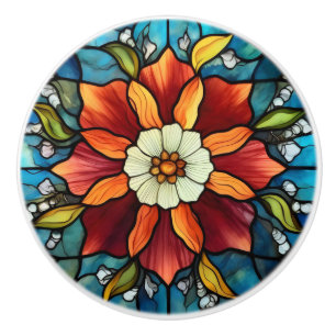 Buntglas-Blumenfarbe Keramikknauf