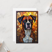 Buntglas-Boxerhund  Karte (Vorderseite/Rückseite Beispiel)
