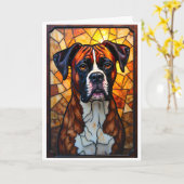 Buntglas-Boxerhund  Karte (Gelbe Blume)