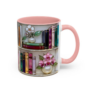 Buntglas Bücherregal Tasse Geschenk für Bücherli