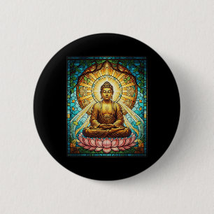 Buntglas-Buddha-Zen-Buddhismus-spirituelle Meditat Button