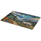 Buntglas-Camper-Berglandschaft Schneidebrett (Ecke)